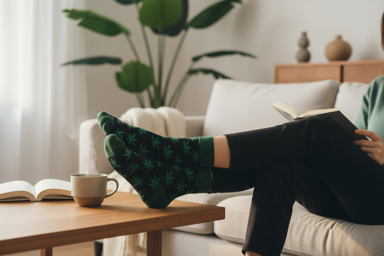 Κάλτσες σε ποικιλία σχεδίων (ψηλές) - Cannabis