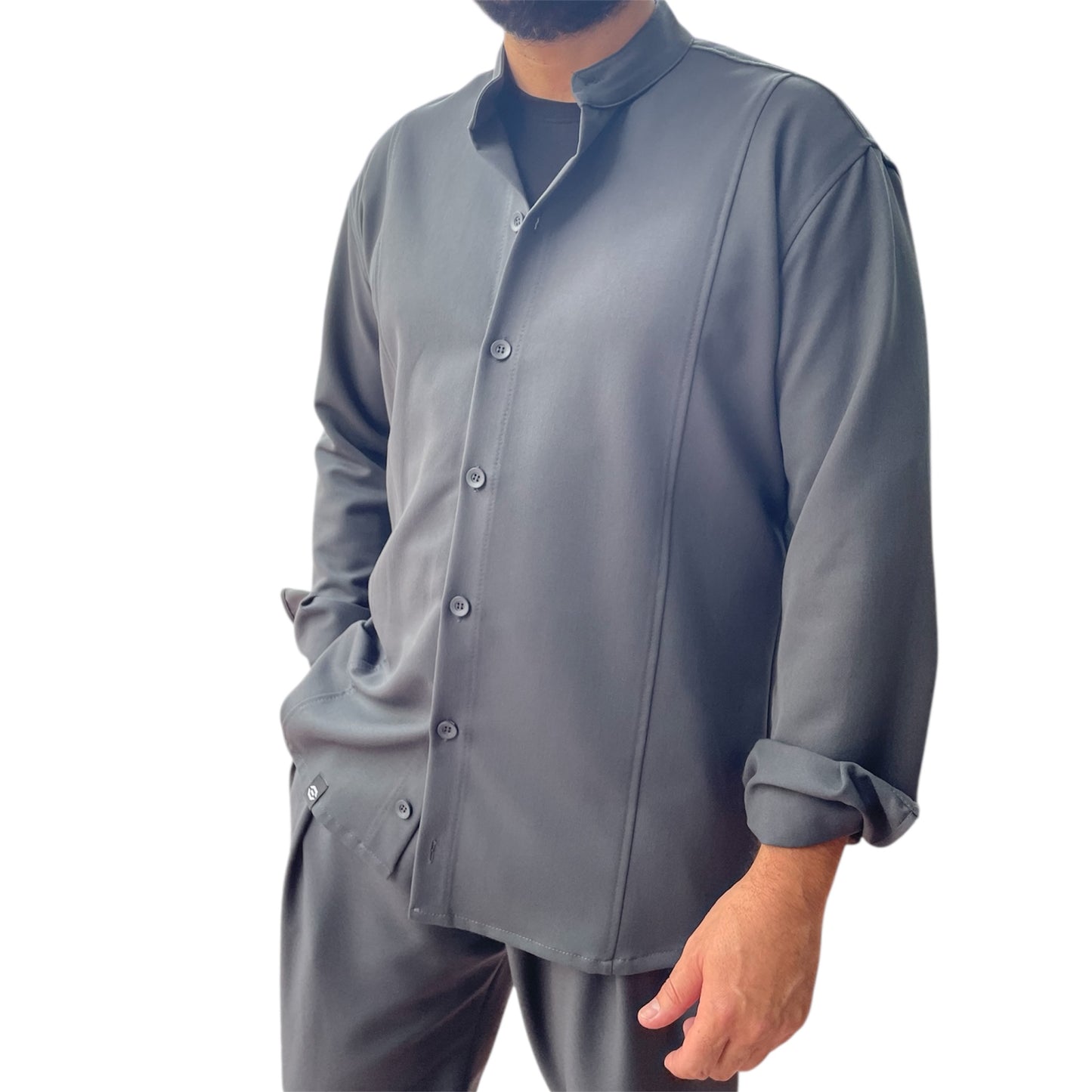 Σετ παντελόνι και οver πουκάμισο/σακάκι σε ελαστικο υφασμα