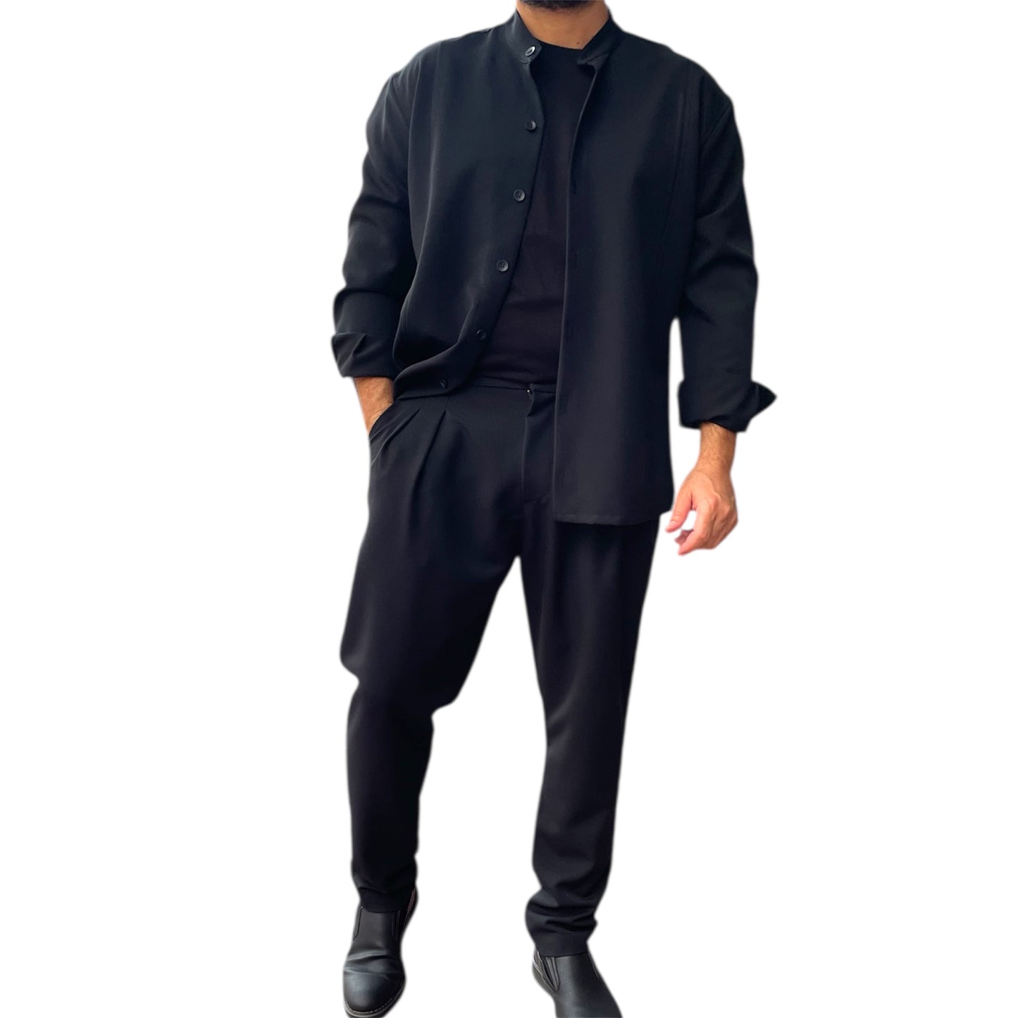 Σετ παντελόνι και οver πουκάμισο/σακάκι σε ελαστικο υφασμα