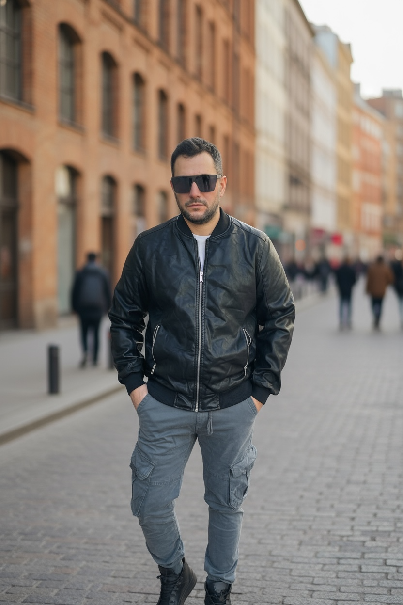 Μπουφάν bomber δερματίνη  με επένδυση εσωτερικά