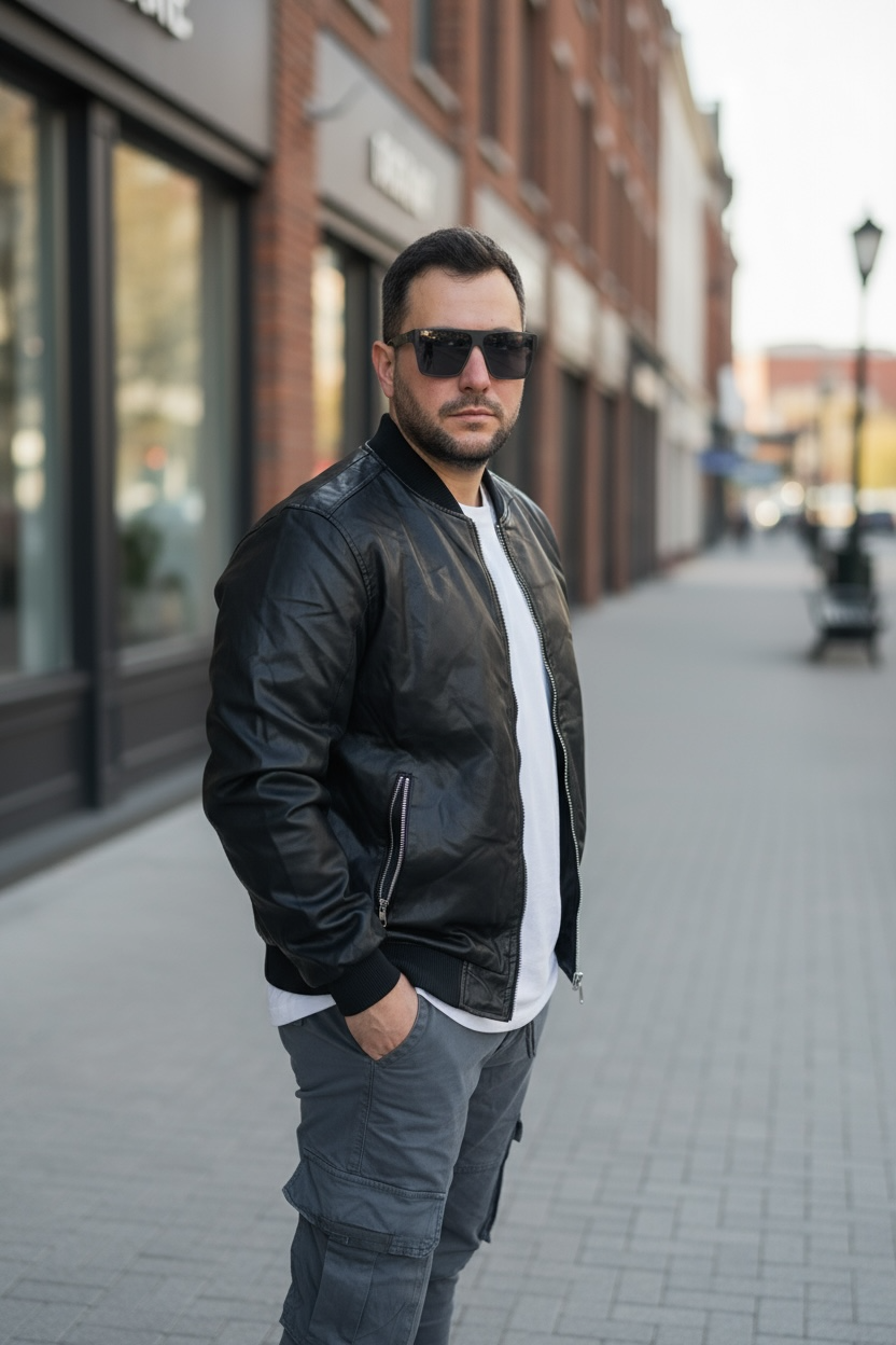 Μπουφάν bomber δερματίνη  με επένδυση εσωτερικά