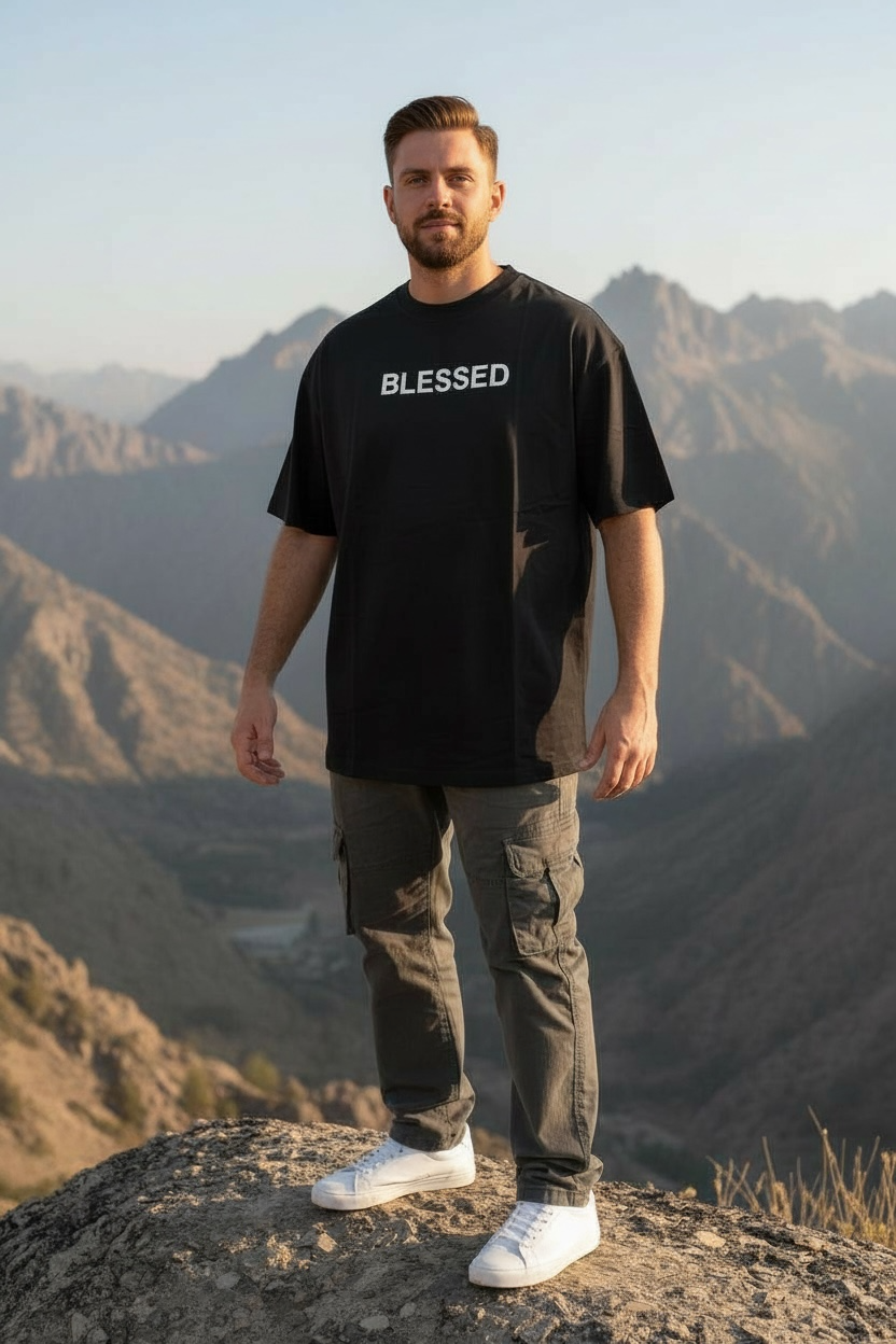 Κοντομάνικη μπλούζα Oversized - Blessed