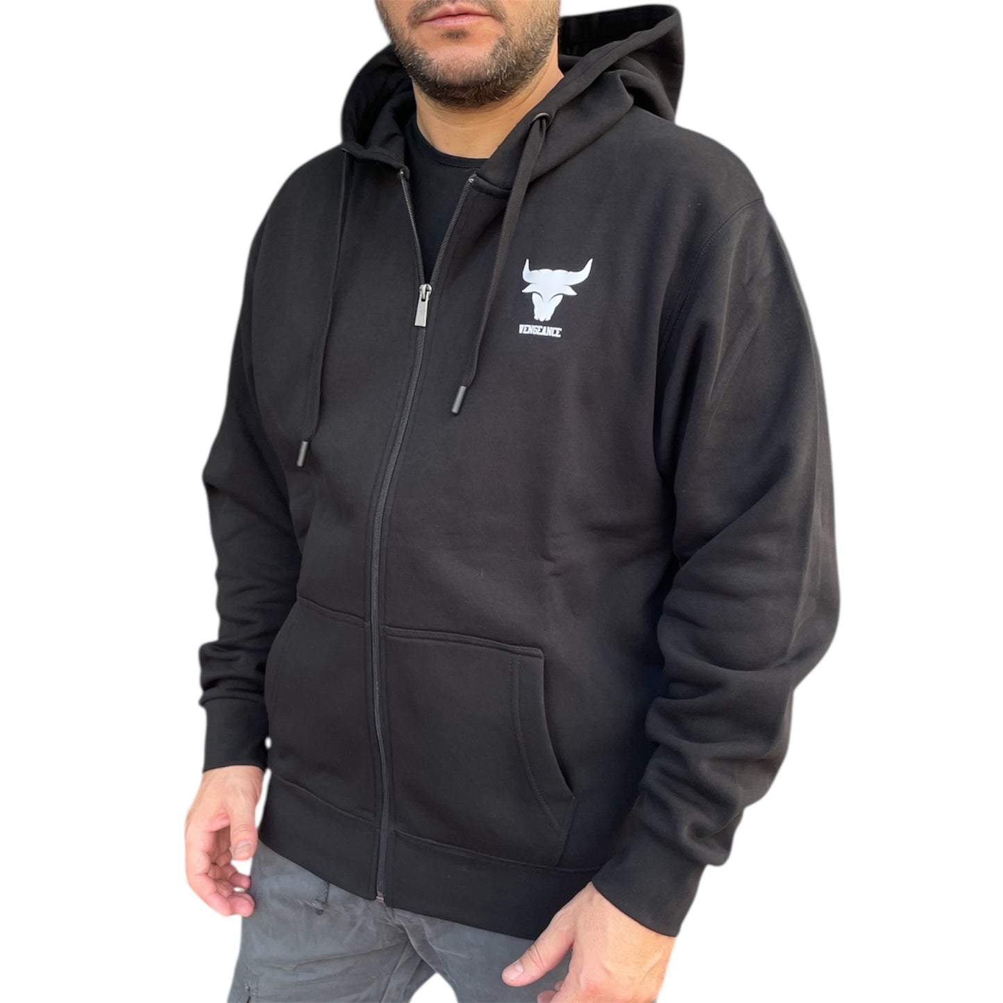Ζακέτα φούτερ casual με κουκούλα σε french terry