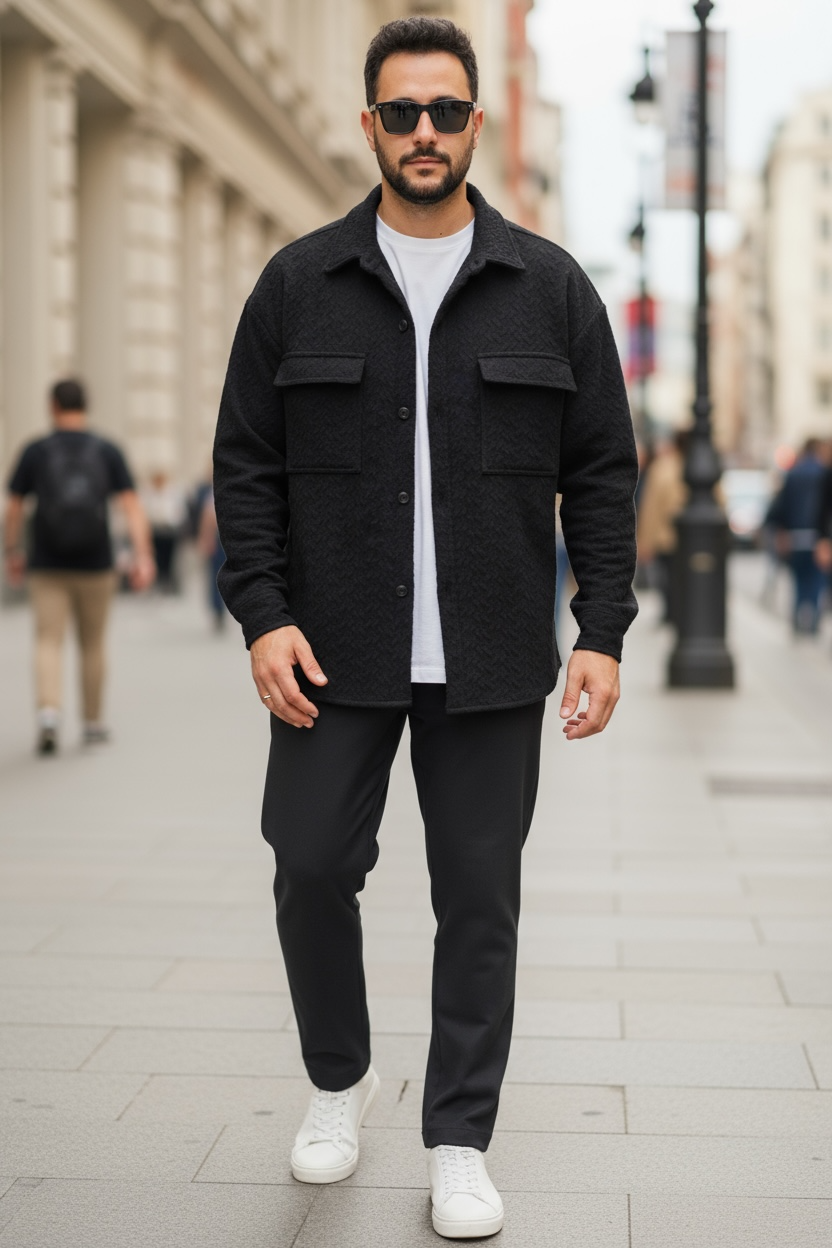 Over πουκάμισο σε ελαστικό καπιτονέ ζακάρ