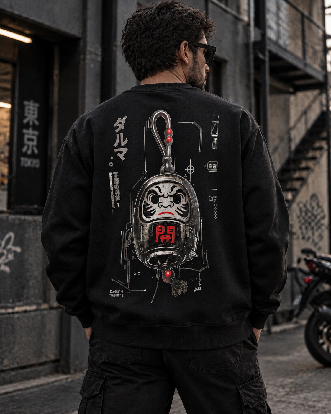 Japan Daruma Φούτερ Λαιμόκοψη