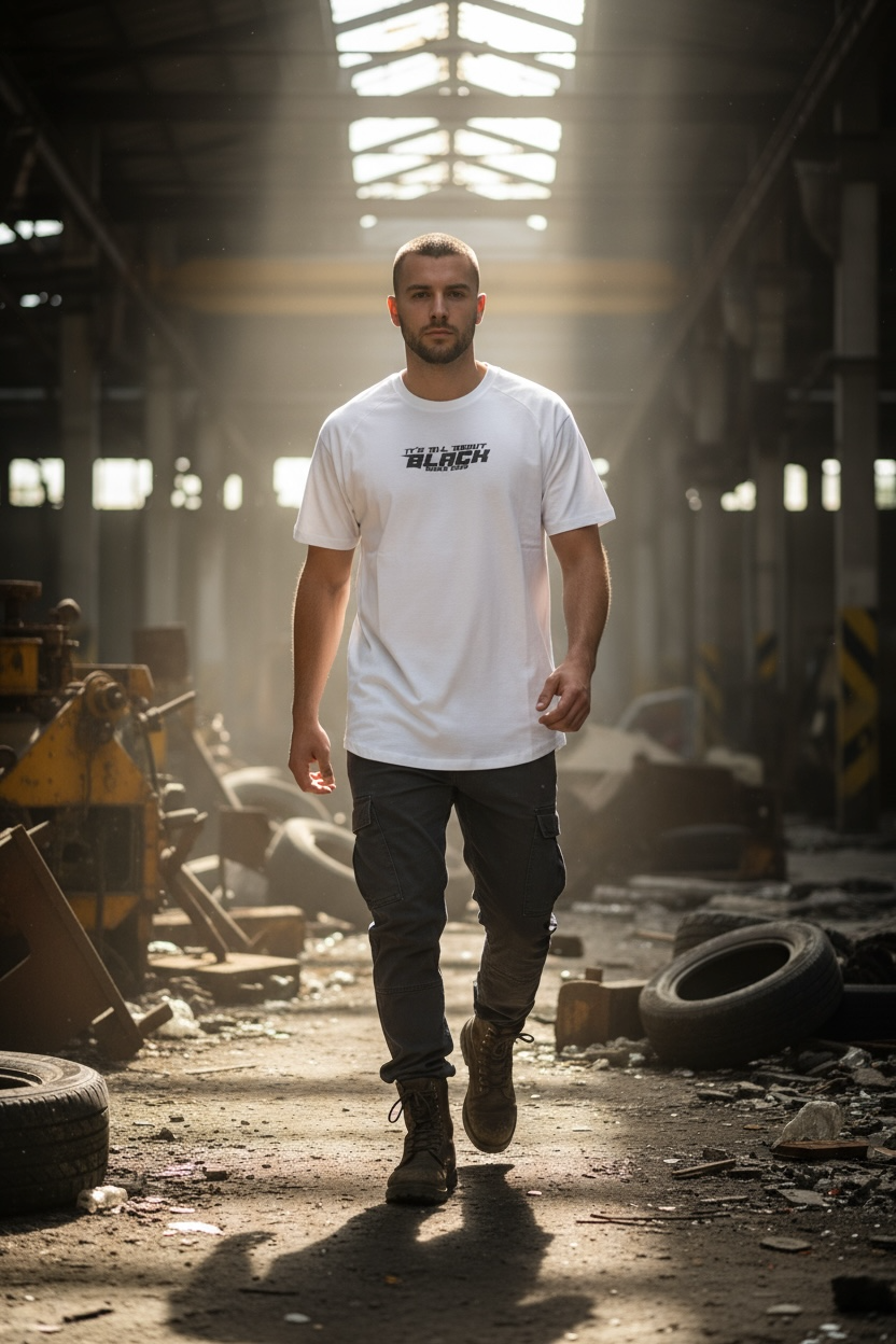 Κοντομάνικη μπλούζα ρεγκλάν “It’s all a about black”