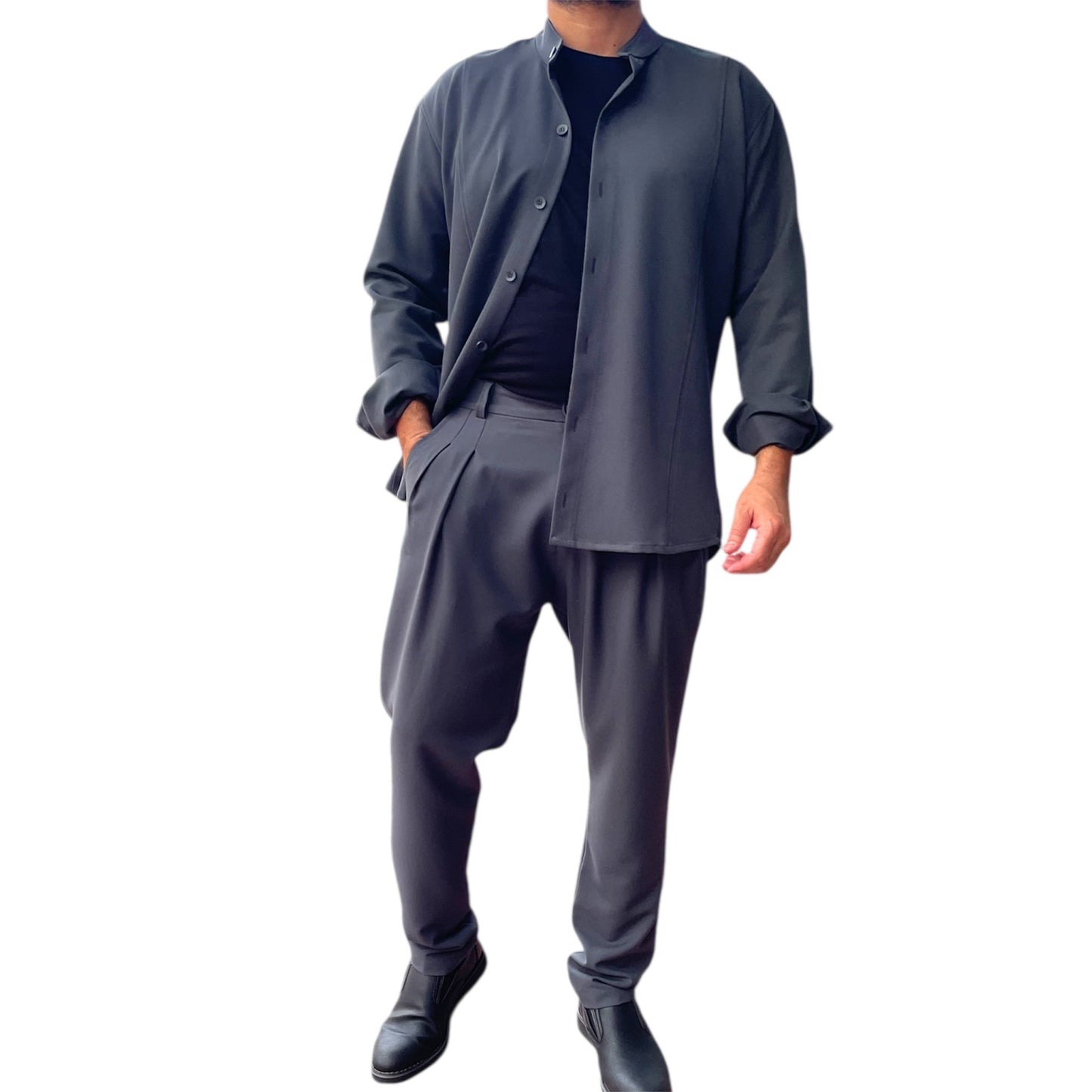 Σετ παντελόνι και οver πουκάμισο/σακάκι σε ελαστικο υφασμα