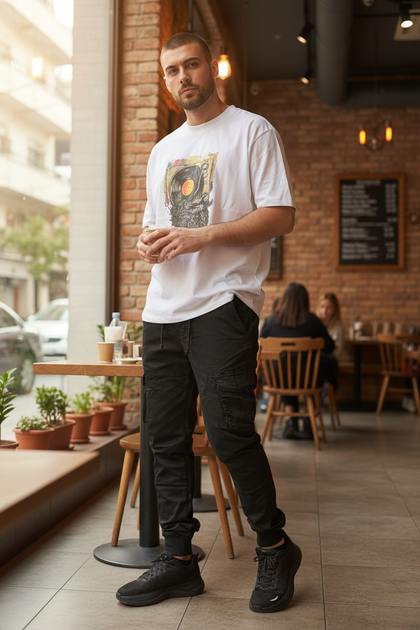 Quilted joggers with zipper