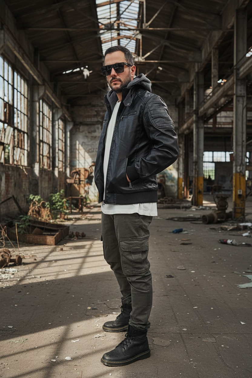 Μπουφάν bomber δερματίνη  με επένδυση εσωτερικά και κουκούλα