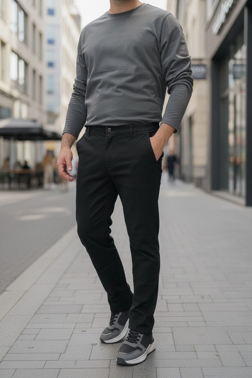 Παντελόνι βαμβακερο oxford μονόχρωμο