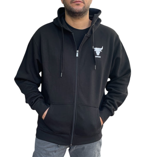 Ζακέτα φούτερ casual με κουκούλα σε french terry