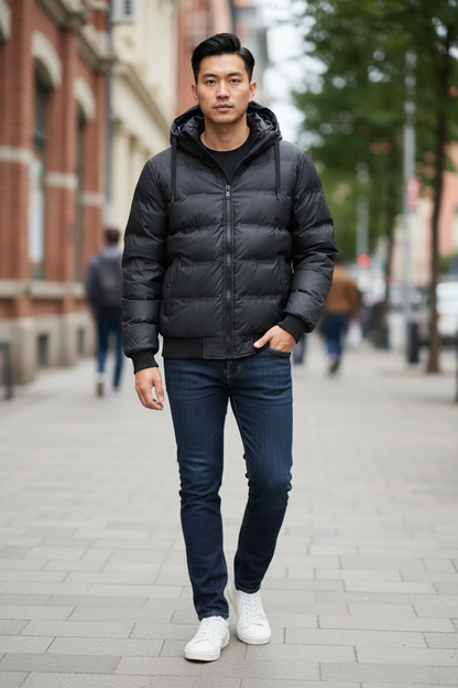 Μπουφάν φουσκωτό με κουκούλα (αδιάβροχο)