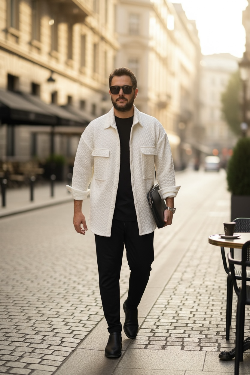 Over πουκάμισο σε ελαστικό καπιτονέ ζακάρ