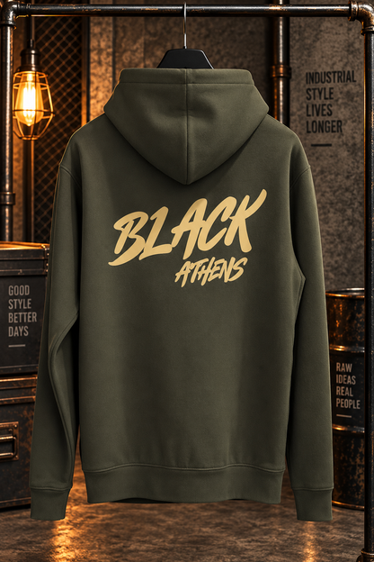 Black Athens Street Logo Ζακέτα Φούτερ με Κουκούλα