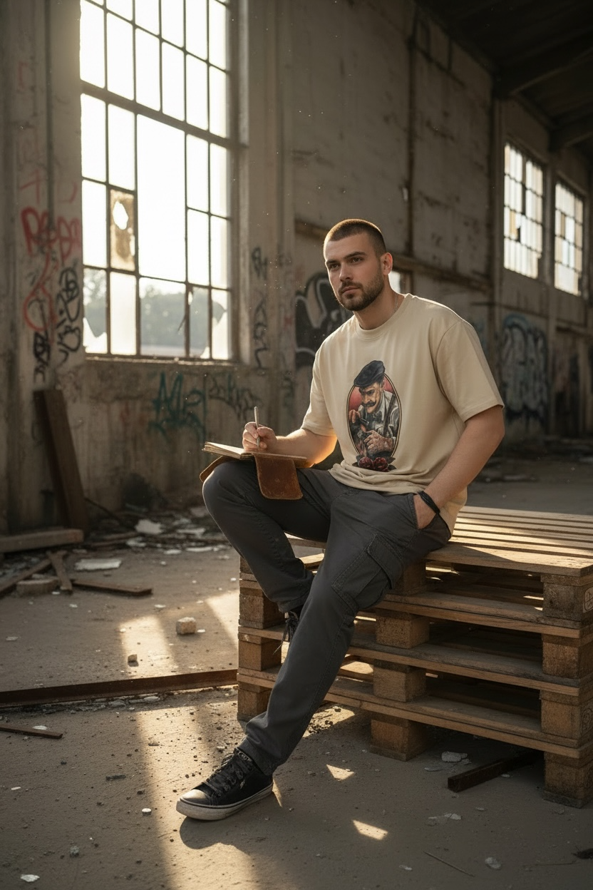 Oversized short-sleeved blouse