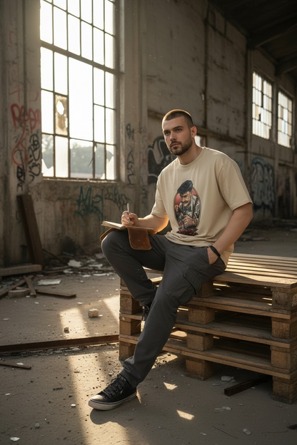 Oversized short-sleeved blouse