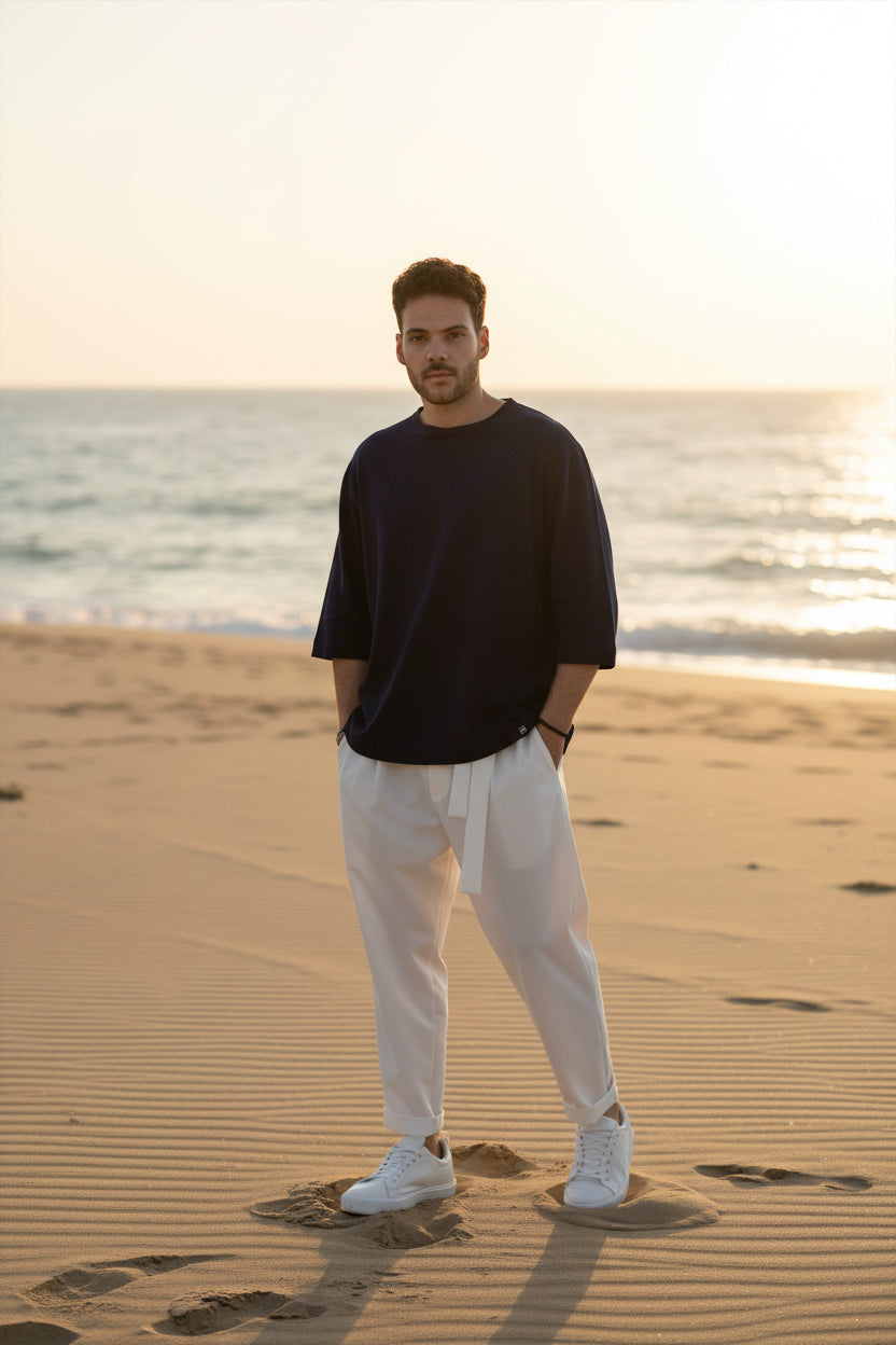 Fashion παντελόνι με πιέτες σε καλοκαιρινό σταθερό ύφασμα