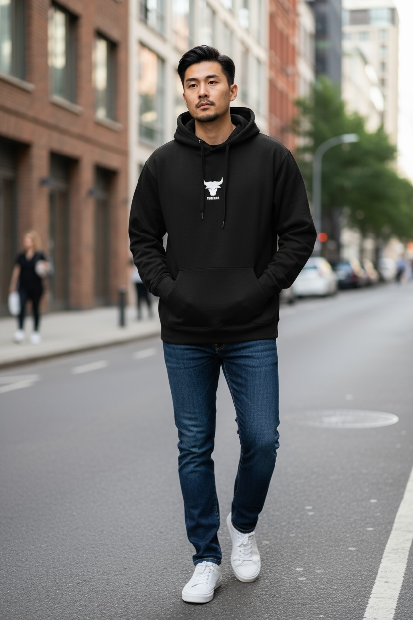 Μπλούζα φούτερ casual με κουκούλα σε french terry