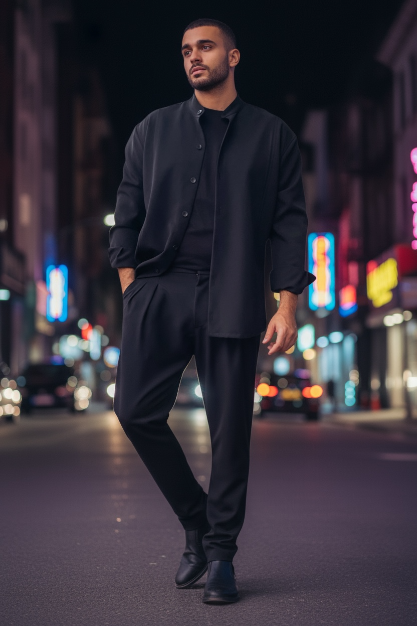 Σετ παντελόνι και οver πουκάμισο/σακάκι σε ελαστικο υφασμα