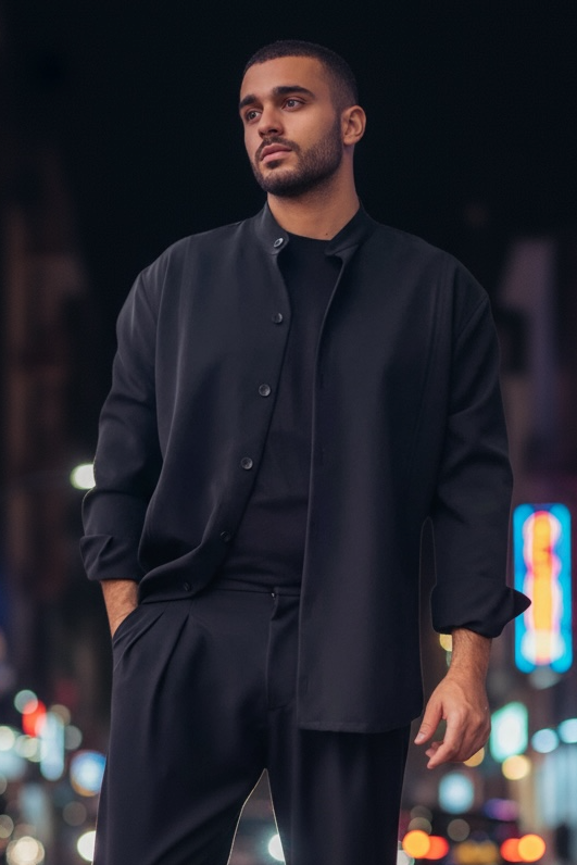 Over πουκάμισο με μάο γιακά