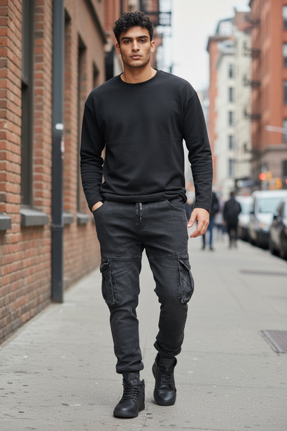 Jeans παντελόνι cargo με τσέπες