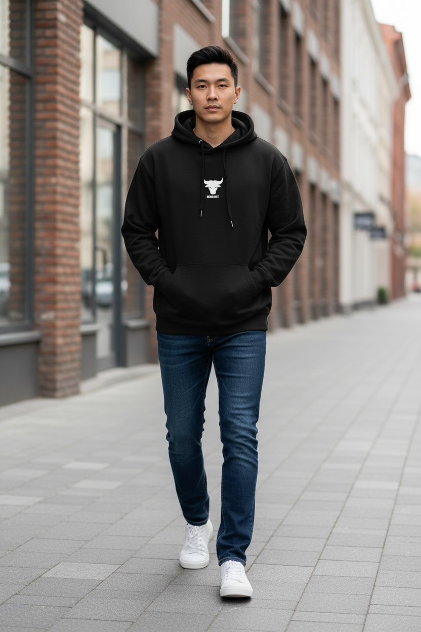 Μπλούζα φούτερ casual με κουκούλα σε french terry