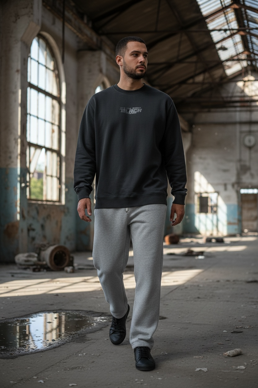 Μπλούζα φούτερ casual  σε french terry - Its all about black