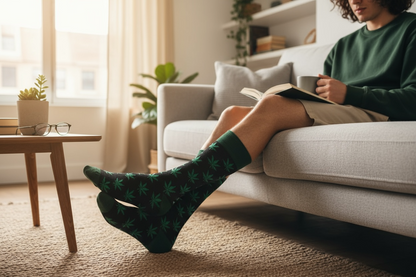 Κάλτσες σε ποικιλία σχεδίων (ψηλές) - Cannabis