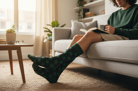 Κάλτσες σε ποικιλία σχεδίων (ψηλές) - Cannabis