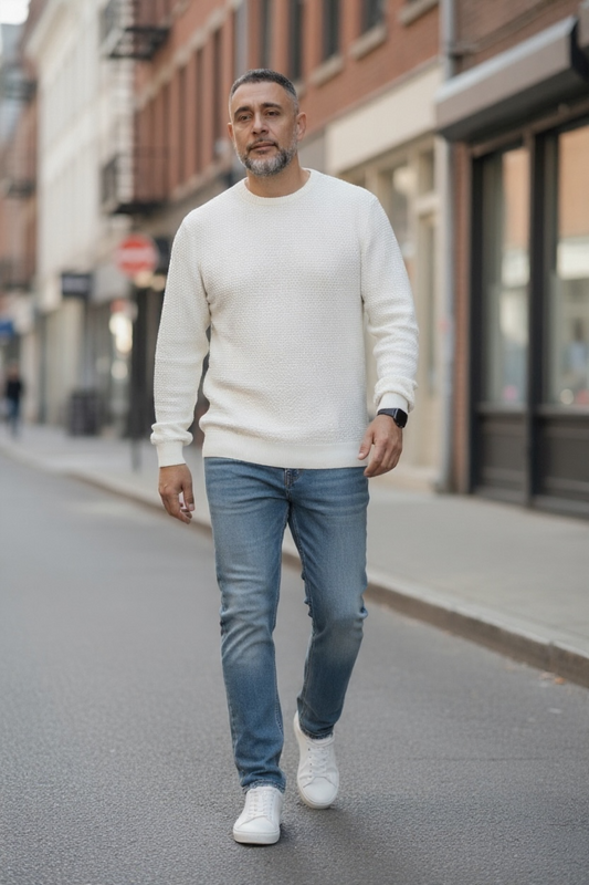 Μακρυμάνικη ζακάρ πλεκτή μπλούζα - Long sleeve t-shirt