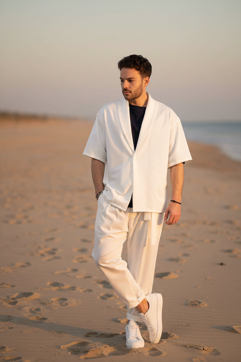 Fashion παντελόνι με πιέτες σε καλοκαιρινό σταθερό ύφασμα