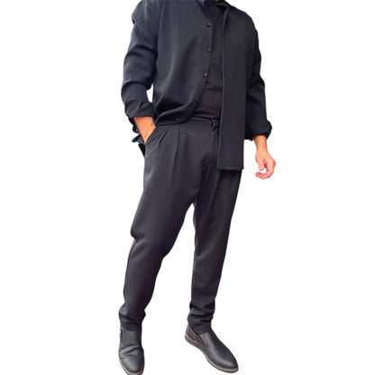 Fashion business παντελόνι δύο πόρτες σε φαρδιά γραμμή μονόχρωμο