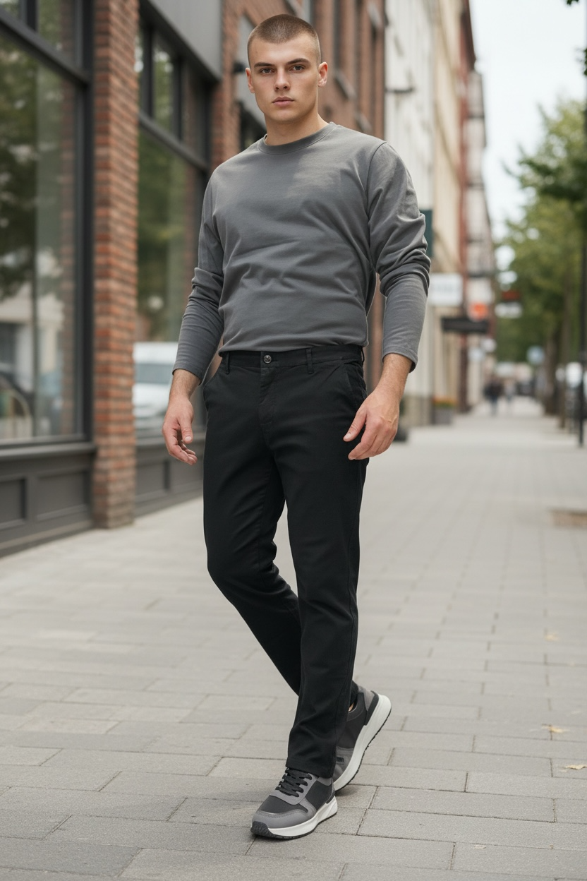 Παντελόνι βαμβακερο oxford μονόχρωμο