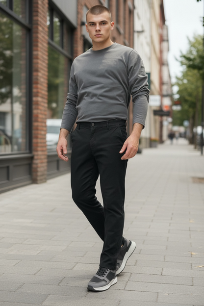 Παντελόνι βαμβακερο oxford μονόχρωμο