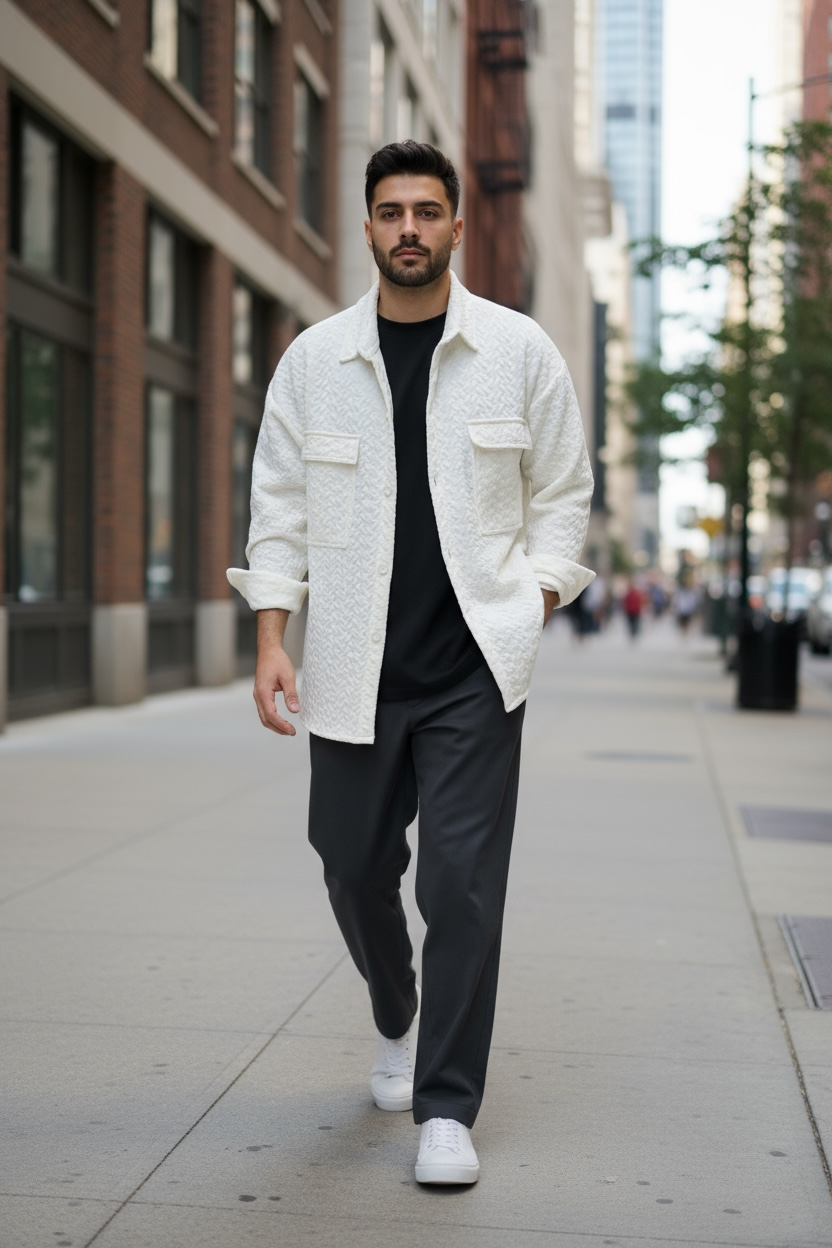 Over πουκάμισο σε ελαστικό καπιτονέ ζακάρ