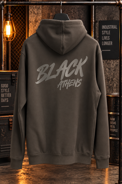 Black Athens Street Logo Ζακέτα Φούτερ με Κουκούλα