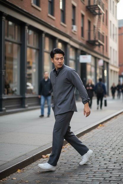 Over πουκάμισο με μάο γιακά