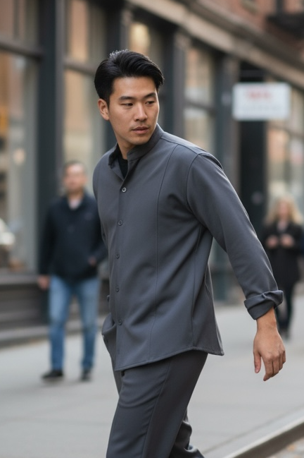 Over πουκάμισο με μάο γιακά