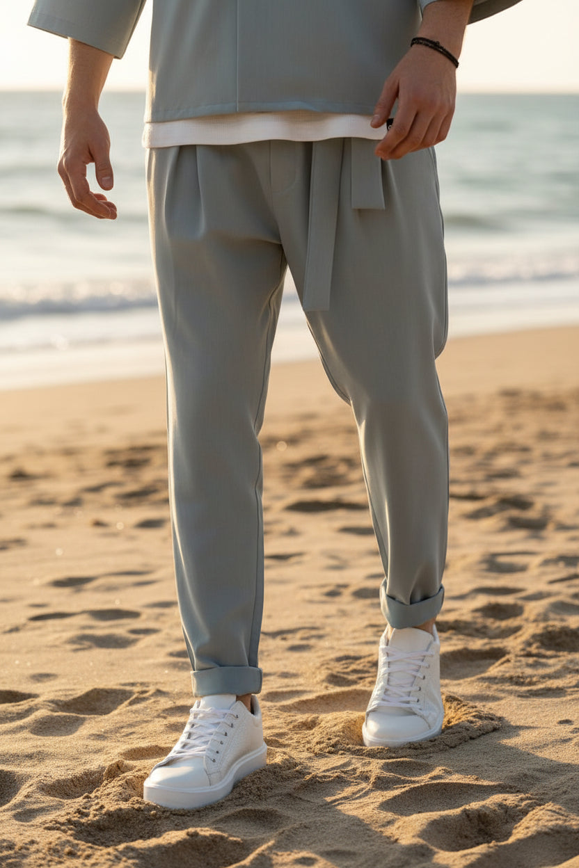 Fashion παντελόνι με πιέτες σε καλοκαιρινό σταθερό ύφασμα