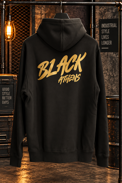 Black Athens Street Logo Ζακέτα Φούτερ με Κουκούλα