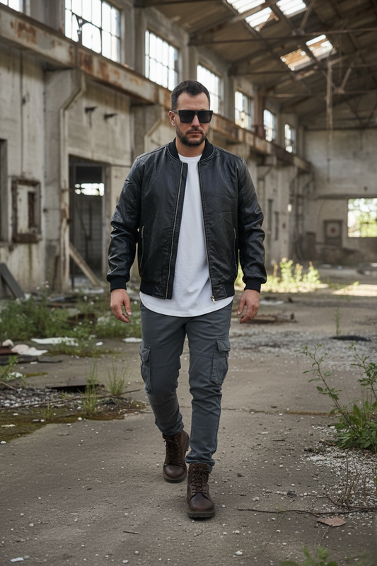 Μπουφάν bomber δερματίνη  με επένδυση εσωτερικά