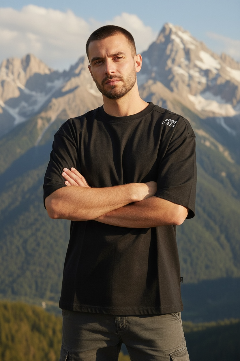 Κοντομάνικη μπλούζα Oversized  - Good Vibes