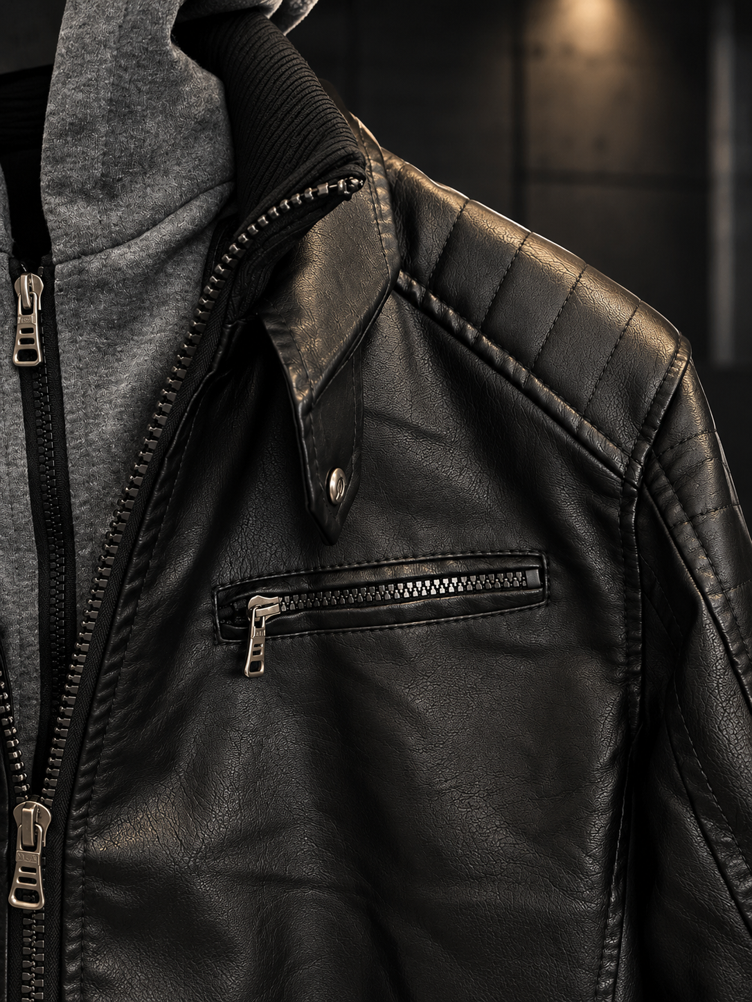 Μπουφάν Biker Δερματίνη